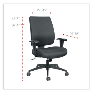 Alera® Wrigley Series High Performance Mid-Back Synchro-Tilt Task Chair, Supports up to 275 lbs, Black Seat/Back, Black Base (ALEHPS4201)