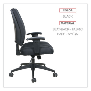 Alera® Wrigley Series High Performance Mid-Back Synchro-Tilt Task Chair, Supports up to 275 lbs, Black Seat/Back, Black Base (ALEHPS4201)