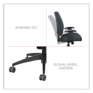 Alera® Wrigley Series High Performance Mid-Back Synchro-Tilt Task Chair, Supports up to 275 lbs, Black Seat/Back, Black Base (ALEHPS4201)