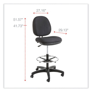 Alera® Interval Series Swivel Task Stool, 33.26" Seat Height, Supports up to 275 lbs, Black Seat/Black Back, Black Base (ALEIN4611)