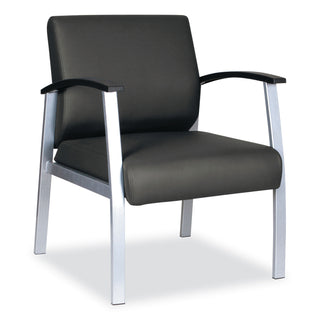 Alera® metaLounge Series Mid-Back Guest Chair, 24.60'' x 26.96'' x 33.46'', Black Seat/Black Back, Silver Base (ALEML2319)