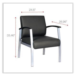 Alera® metaLounge Series Mid-Back Guest Chair, 24.60'' x 26.96'' x 33.46'', Black Seat/Black Back, Silver Base (ALEML2319)