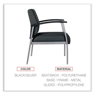 Alera® metaLounge Series Mid-Back Guest Chair, 24.60'' x 26.96'' x 33.46'', Black Seat/Black Back, Silver Base (ALEML2319)