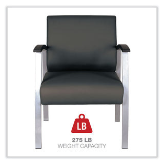 Alera® metaLounge Series Mid-Back Guest Chair, 24.60'' x 26.96'' x 33.46'', Black Seat/Black Back, Silver Base (ALEML2319)