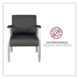 Alera® metaLounge Series Mid-Back Guest Chair, 24.60'' x 26.96'' x 33.46'', Black Seat/Black Back, Silver Base (ALEML2319)
