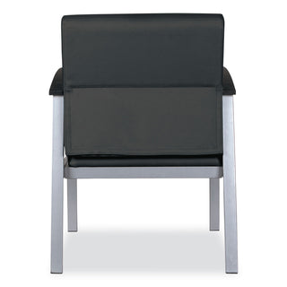 Alera® metaLounge Series Mid-Back Guest Chair, 24.60'' x 26.96'' x 33.46'', Black Seat/Black Back, Silver Base (ALEML2319)
