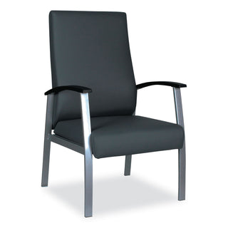Alera® metaLounge Series High-Back Guest Chair, 24.6'' x 26.96'' x 42.91'', Black Seat/Black Back, Silver Base (ALEML2419)