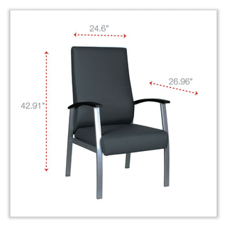Alera® metaLounge Series High-Back Guest Chair, 24.6'' x 26.96'' x 42.91'', Black Seat/Black Back, Silver Base (ALEML2419)
