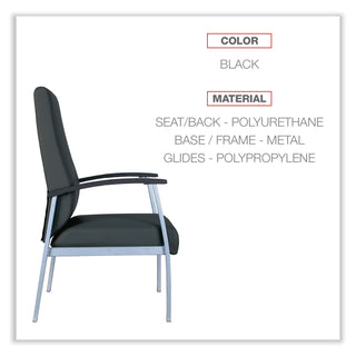 Alera® metaLounge Series High-Back Guest Chair, 24.6'' x 26.96'' x 42.91'', Black Seat/Black Back, Silver Base (ALEML2419)