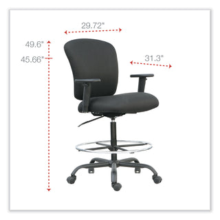 Alera® Mota Series Big and Tall Stool, 32.67" Seat Height, Supports up to 450 lbs, Black Seat/Black Back, Black Base (ALEMT4610)