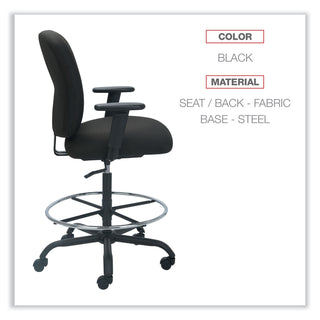Alera® Mota Series Big and Tall Stool, 32.67" Seat Height, Supports up to 450 lbs, Black Seat/Black Back, Black Base (ALEMT4610)