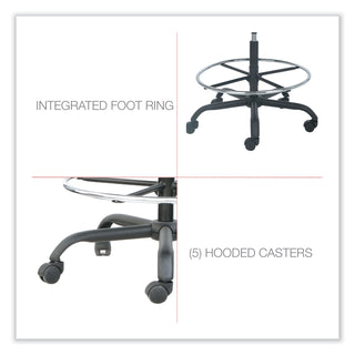 Alera® Mota Series Big and Tall Stool, 32.67" Seat Height, Supports up to 450 lbs, Black Seat/Black Back, Black Base (ALEMT4610)