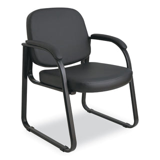 Alera® Genaro Series Faux Leather Half-Back Sled Base Guest Chair, 25" x 24.80" x 33.66", Black Seat, Black Back, Black Base (ALERL43C16)