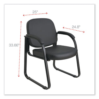 Alera® Genaro Series Faux Leather Half-Back Sled Base Guest Chair, 25" x 24.80" x 33.66", Black Seat, Black Back, Black Base (ALERL43C16)