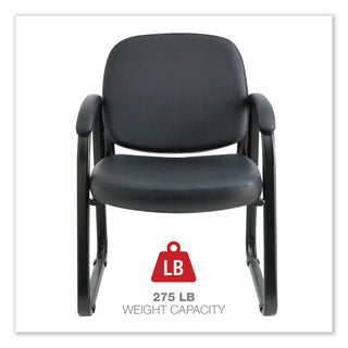 Alera® Genaro Series Faux Leather Half-Back Sled Base Guest Chair, 25" x 24.80" x 33.66", Black Seat, Black Back, Black Base (ALERL43C16)