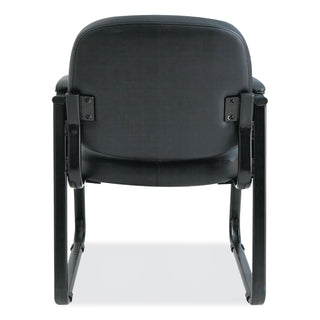 Alera® Genaro Series Faux Leather Half-Back Sled Base Guest Chair, 25" x 24.80" x 33.66", Black Seat, Black Back, Black Base (ALERL43C16)