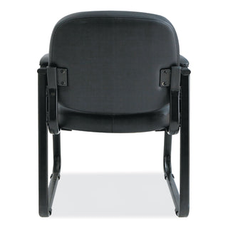 Alera® Genaro Series Faux Leather Half-Back Sled Base Guest Chair, 25" x 24.80" x 33.66", Black Seat, Black Back, Black Base (ALERL43C16)