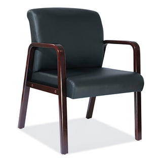 Alera® Reception Lounge WL Series Guest Chair, 24.21'' x 26.14'' x 32.67'', Black Seat/Black Back, Mahogany Base (ALERL4319M)