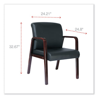 Alera® Reception Lounge WL Series Guest Chair, 24.21'' x 26.14'' x 32.67'', Black Seat/Black Back, Mahogany Base (ALERL4319M)