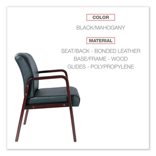 Alera® Reception Lounge WL Series Guest Chair, 24.21'' x 26.14'' x 32.67'', Black Seat/Black Back, Mahogany Base (ALERL4319M)