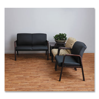 Alera® Reception Lounge WL Series Guest Chair, 24.21'' x 26.14'' x 32.67'', Black Seat/Black Back, Mahogany Base (ALERL4319M)