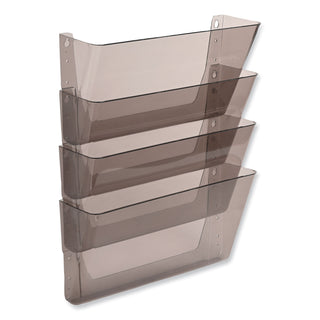 deflecto® DocuPocket Stackable Four-Pocket Wall File, Letter, 13 x 4 x 7, Smoke (DEF73402)