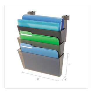 deflecto® DocuPocket Three-Pocket File Set for Partition Walls, Letter, 13 x 7 x 4, Smoke (DEF73502RT)