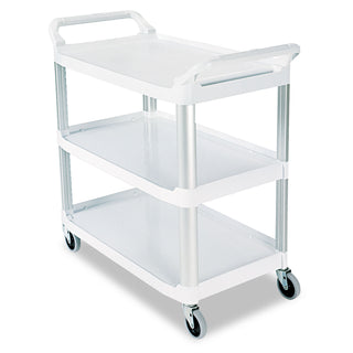 Rubbermaid® Commercial Xtra Utility Cart with Open Sides, Plastic, 3 Shelves, 300 lb Capacity, 40.63" x 20" x 37.81", Off-White (RCP4091CRE)