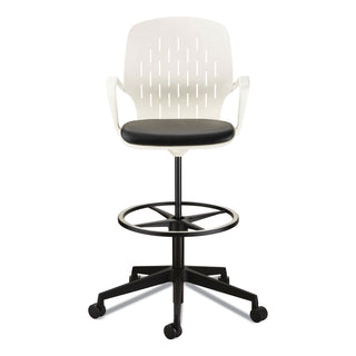 Safco® Shell Extended-Height Chair, Max 275 lb, 22" to 32" High Black/White Seat, White Back, Black Base, Ships in 1-3 Business Days (SAF7014WH)