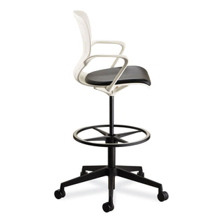 Safco® Shell Extended-Height Chair, Max 275 lb, 22" to 32" High Black/White Seat, White Back, Black Base, Ships in 1-3 Business Days (SAF7014WH)