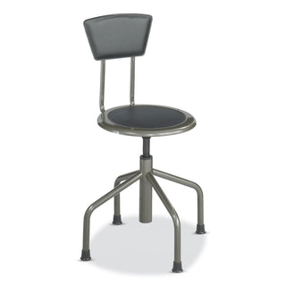 Safco® Diesel Industrial Stool with Back, Low Base, Black Leather Seat &amp; Back Pad (SAF6668)