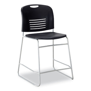 Safco® Vy Counter Height Chair, Supports Up to 350 lb, 25" Seat Height, Black Seat, Black Back, Silver Base (SAF4296BL)