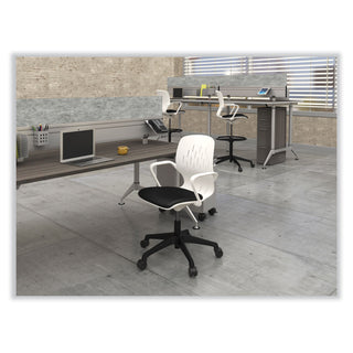 Safco® Shell Extended-Height Chair, Max 275 lb, 22" to 32" High Black/White Seat, White Back, Black Base, Ships in 1-3 Business Days (SAF7014WH)