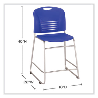 Safco® Vy Counter Height Chair, Supports Up to 350 lb, 25" Seat Height, Blue Seat, Blue Back, Silver Base (SAF4296BU)