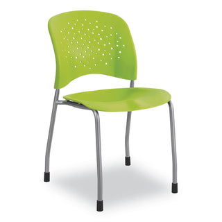 Safco® Reve GuestBistro Chair with Straight Legs, Supports Up to 250 lb, 18" Seat Height, Green Seat/Back, Silver Base, 2/Carton (SAF6805GN)