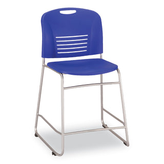 Safco® Vy Counter Height Chair, Supports Up to 350 lb, 25" Seat Height, Blue Seat, Blue Back, Silver Base (SAF4296BU)