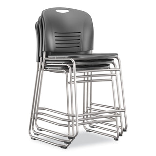 Safco® Vy Counter Height Chair, Supports Up to 350 lb, 25" Seat Height, Black Seat, Black Back, Silver Base (SAF4296BL)