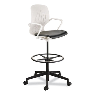 Safco® Shell Extended-Height Chair, Max 275 lb, 22" to 32" High Black/White Seat, White Back, Black Base, Ships in 1-3 Business Days (SAF7014WH)