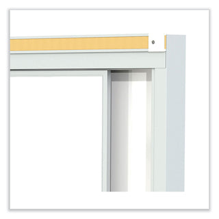 Ghent Horizontal Sliding Porcelain Magnetic Whiteboard, 72 x 48, White Surface, Satin Aluminum Frame (GHEHSM246)