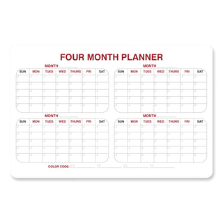 Ghent 4 Month Whiteboard Calendar with Radius Corners, 36 x 24, White/Red/Black Surface (GHE984516)