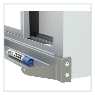Ghent Horizontal Sliding Porcelain Magnetic Whiteboard, 72 x 48, White Surface, Satin Aluminum Frame (GHEHSM246)