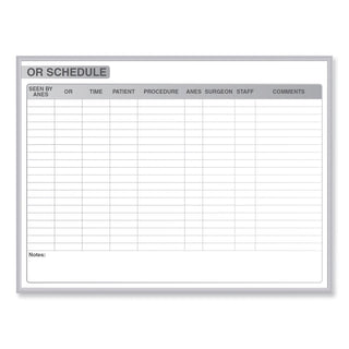 Ghent OR Schedule Magnetic Whiteboard, 96.5 x 48.5, White/Gray Surface, Satin Aluminum Frame (GHEGRPM313S48)