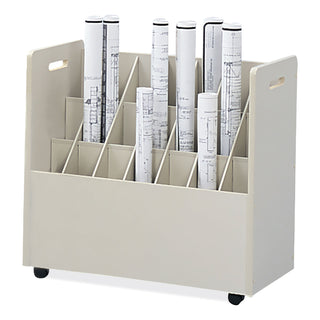 Safco® Mobile Roll File, 21 Compartments, 30.25w x 15.75d x 29.25h, Tan (SAF3043)