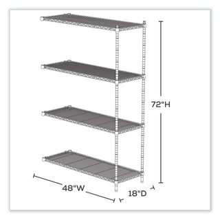 Safco® Add-On Unit, F/ 5285, 48" x 18", 4/Shelves, 2/Post, Gray (SAF5292GR) (SAF5292GR)