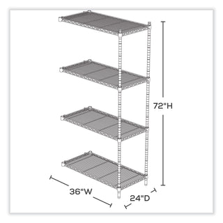 Safco® Add-on Unit, 4 Shelvs/2 Post, 36" x 24" x 72", Gray (SAF5289GR) (SAF5289GR)