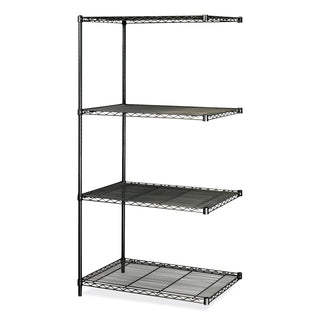 Safco® Industrial Wire Shelving Add-On, 36" x 24", 4 Shelves, Black (SAF5289BL)