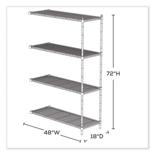 Safco® Wire Shelving Industrial 4 Shelf Add On Unit, 48w x 18d x 72h, Black (SAF5292BL)