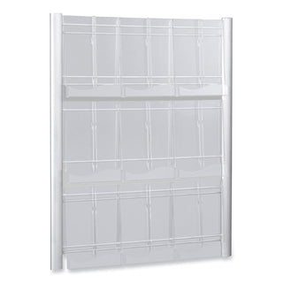 Safco® Luxe Magazine Rack, 9 Compartments, 31.75w x 5d x 41h, Clear/Silver, Ships in 1-3 Business Days (SAF4134SL)