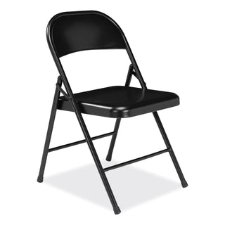 BASICS by NPS® 900 Series All-Steel Folding Chair, Supports 250lb, 17.75" Seat Height, Black Seat/Back/Base, 4/CT (NPS910)