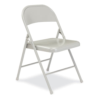 BASICS by NPS® 900 Series All-Steel Folding Chair, Supports 250 lb, 17.75" Seat Height, Gray Seat/Back/Base, 4/CT (NPS902)